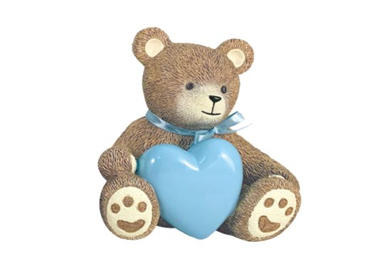 Blue Teddy Bear Heart Urn
