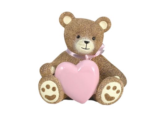 Pink Teddy Bear Heart Urn